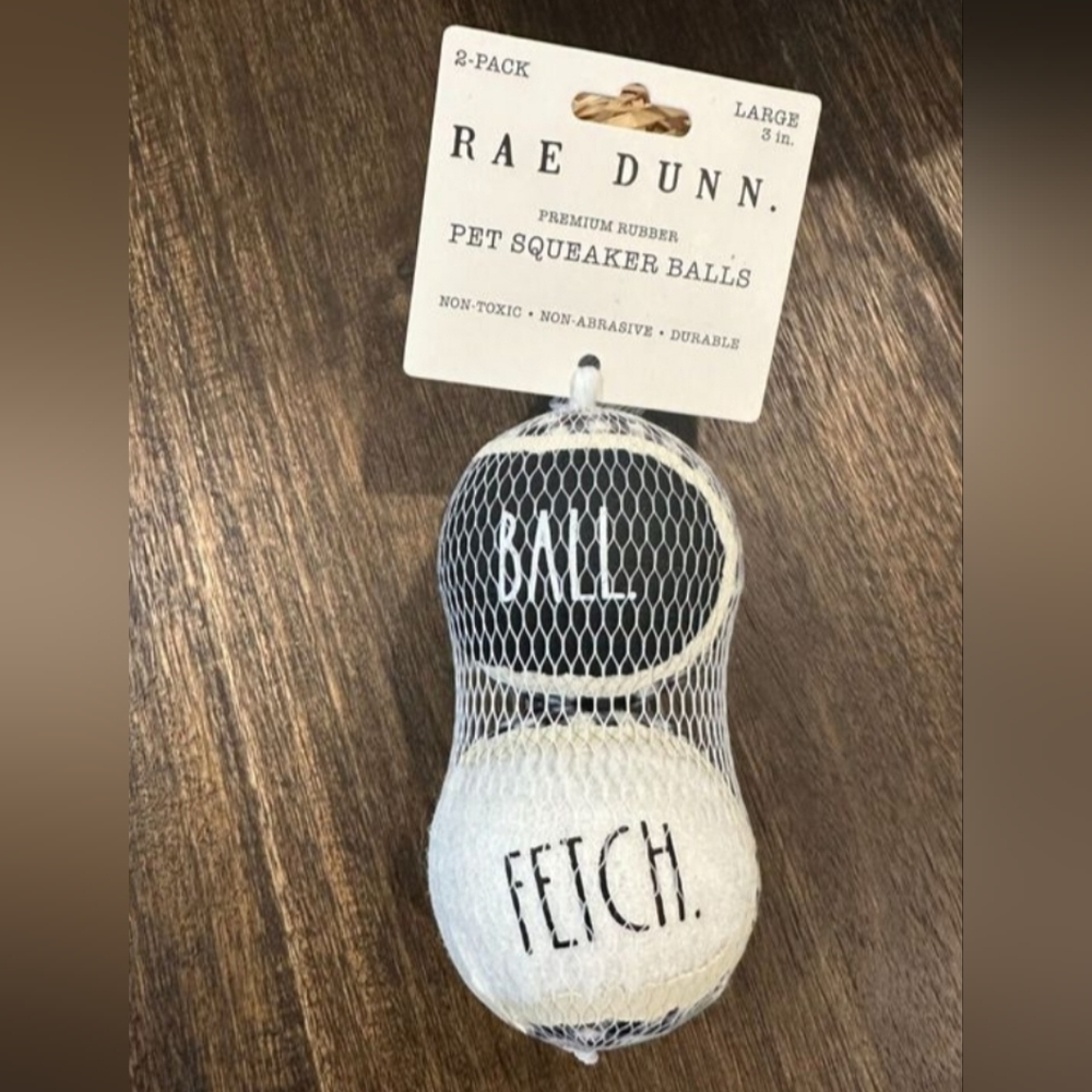 RAE DUNN. Pet Squeaker Balls 2-Pack Durable Large 3" Premium Rubber Non-Toxic